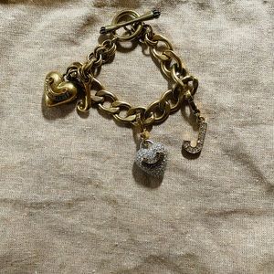 Juicy Couture gold and crystal heart toggle bracelet
